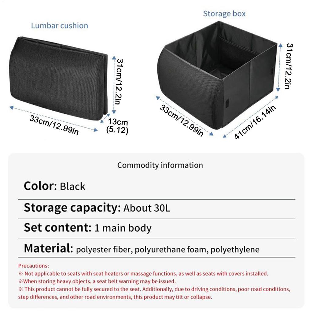 Car Storage Organizer 30L Foldable Lumbar Support Back of Car Organization Storage Box Foldable Multifunctional Storage Box