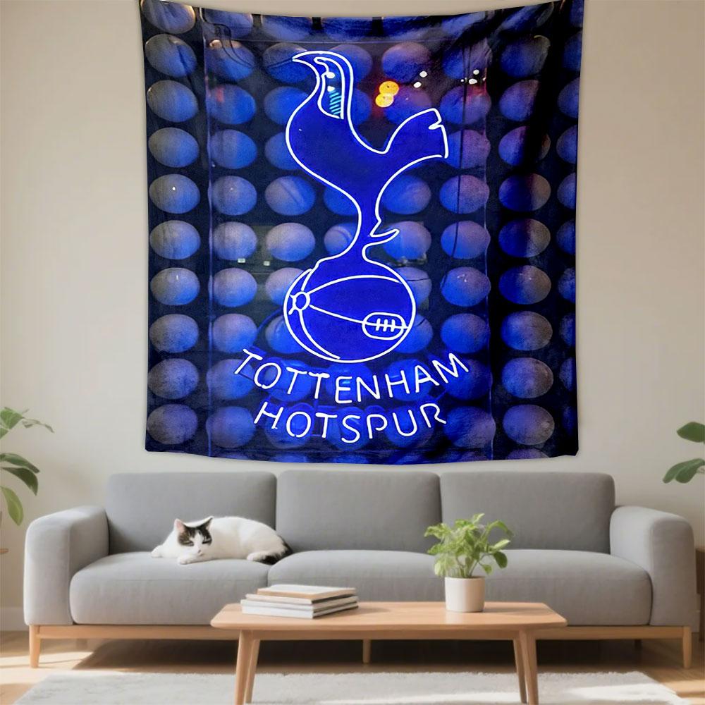 Tottenham Hotspur Neon Blue Cockerel Sign Wall Tapestry Spurs Football Club Fan Decor for Bar Man Cave Bedroom Gift