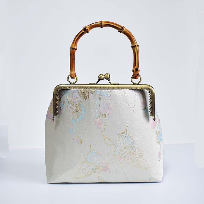Handmade gold bag bamboo handle brocade cheongsam mouth gold bag handbag