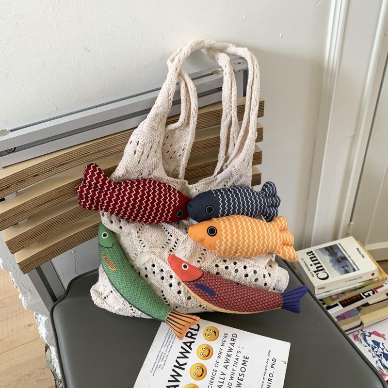 Niche Creative Knitted Bag Women's Summer New Versatile Shoulder Bag Cartoon Commuter Tote Bag