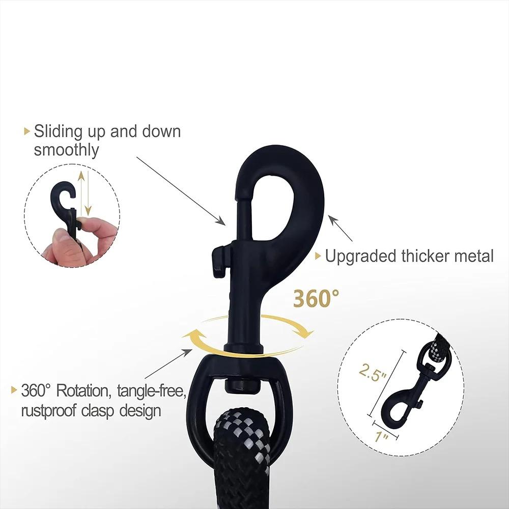Reflective Double Handle Dog Leash - Anti-pull Heavy Duty Rope With Non-slip Grips For Large Dogs Outdoor Training 