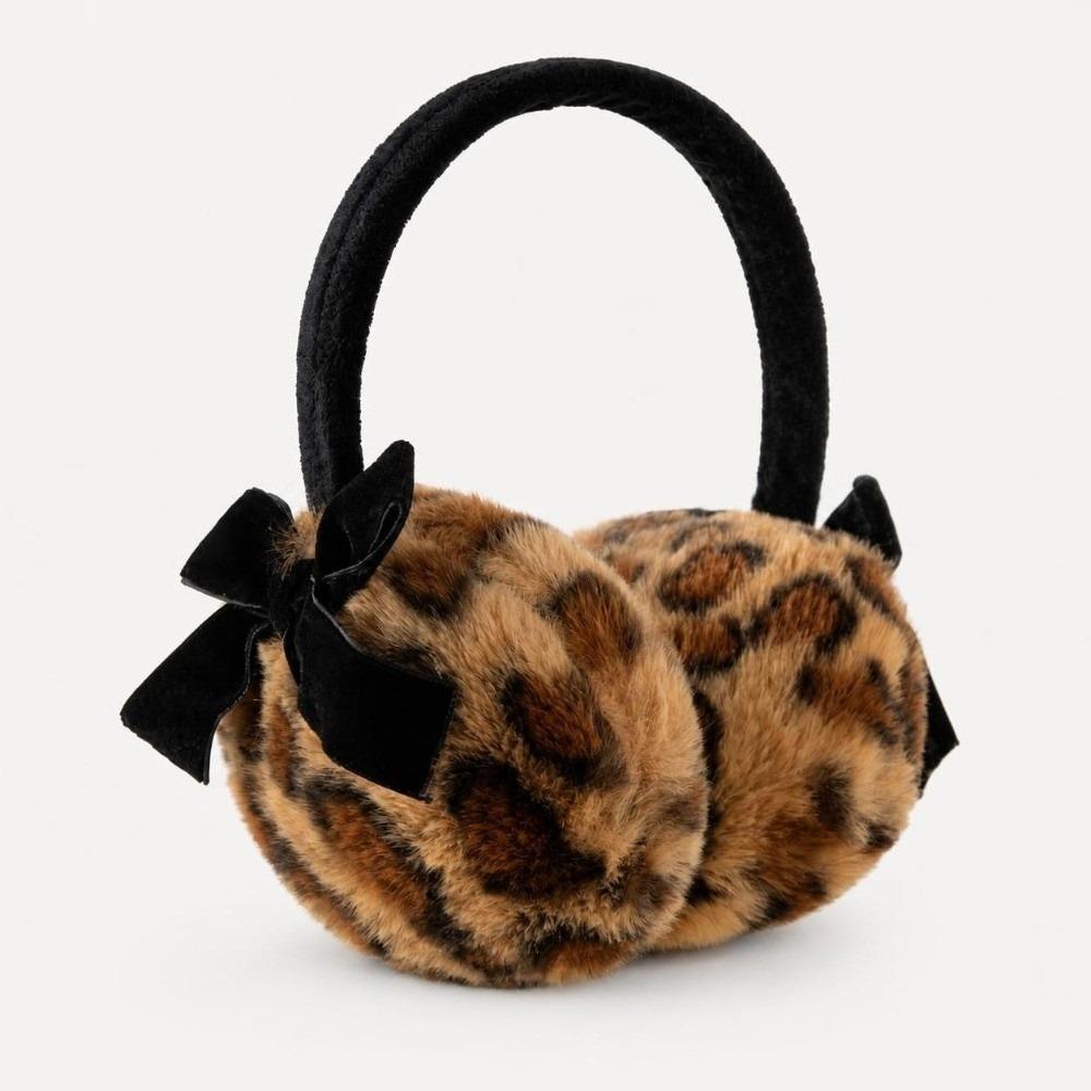 Leopard Plush Ear Warmers Soft Fluffy Windproof Ear Muffs Autumn Winter Outdoor Commuting