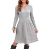 Vestido Casual Feminino de Manga Comprida Solto de Cor Sólida