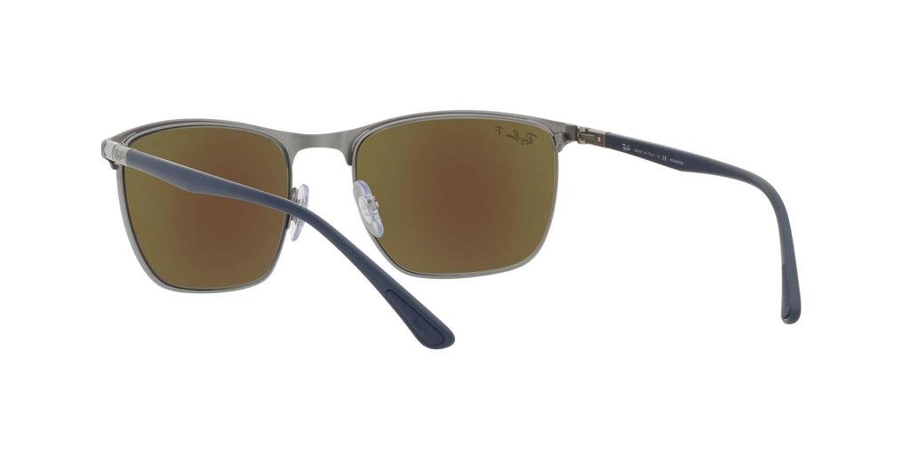 RB3686 Sunglasses in Gray with Blue Mirror Contrast Enhancement Polarized Size 57 Ray-Ban Blue/Gunmetal/Chromance/Crystal Lenses,