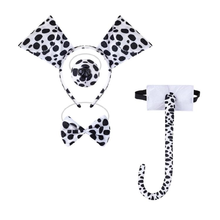 3/4/7Pcs Dalmatian Puppy Costume Set Animal Fancy Dress Costume Kit Accessories for Christmas Halloween Cosplay Party