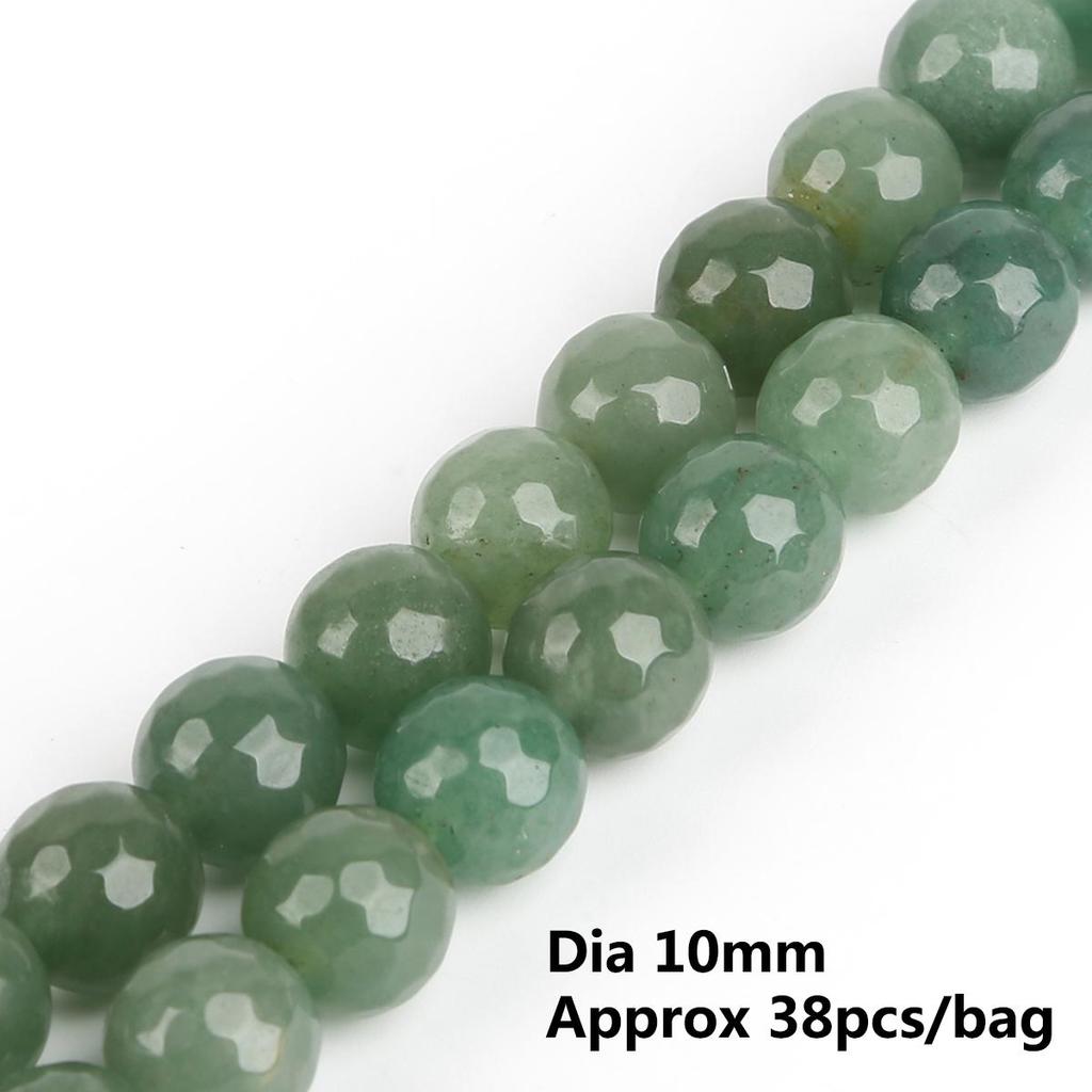 Green Aventurine Faceted Beads, 4-12mm Round Loose Beads 15” Strand for Jewelry Making