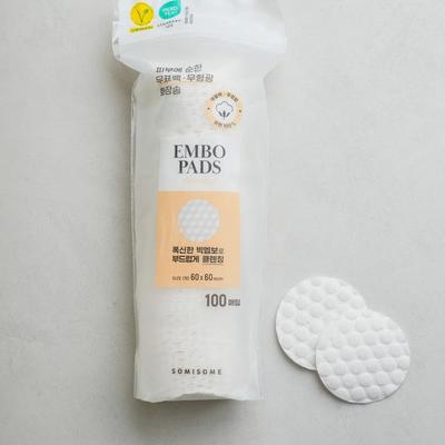 Somisome Unbleached Round Embossed Cotton Pads 100 Sheets