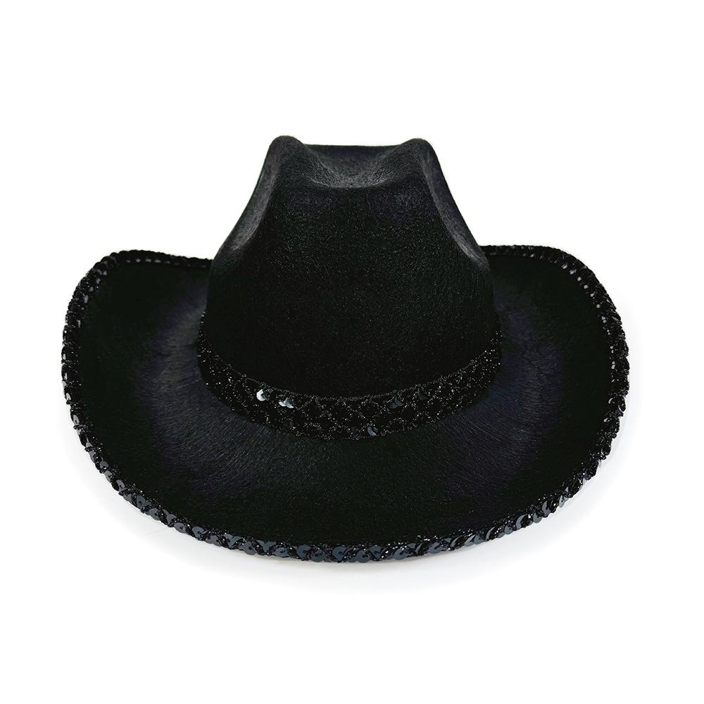 

Wide Brim Cowboy Hat Bohemian Gold Leaf Cowboy Hat Sequin Lace Jazz Hat Lightweight For Western Themed Events Concerts Carnival XS（old）