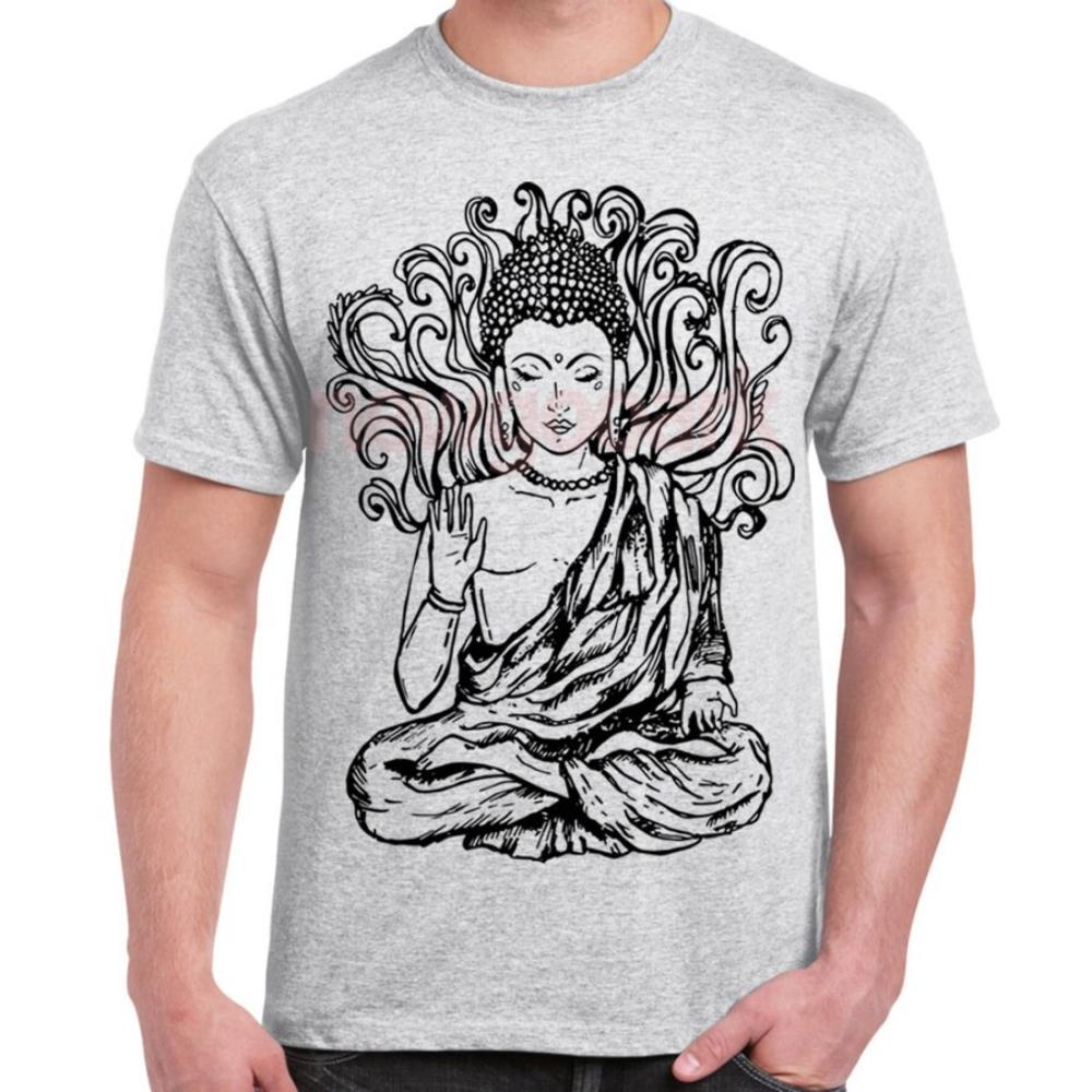 Buddha Groß Mann Grafik T-Shirts Buddhismus Meditation Yoga T-Shirt Frau Mann Unisex Erwachsener Baumwolle Kurzarm Retro Kleidung Mann