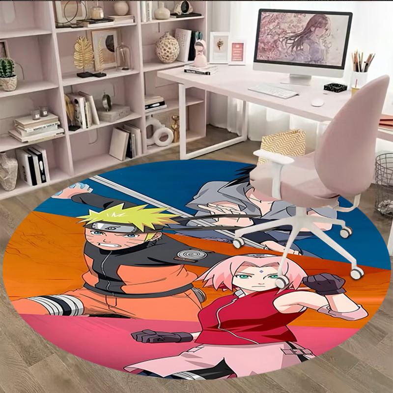 1 Stück NARUTO (4) Runder Teppich mit Aufdruck Stuhl Runder Teppich Geeignet für Schlafzimmer Wohnzimmer Heimdekoration Teppich