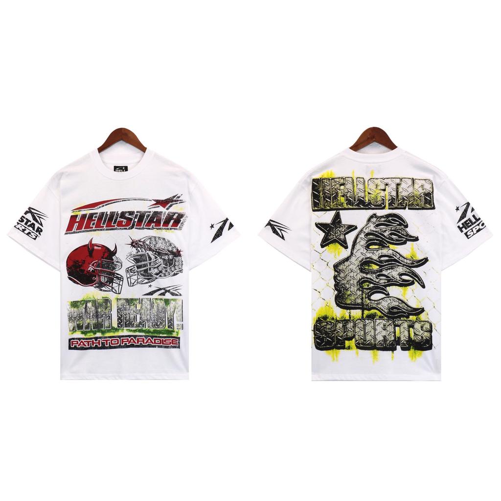 Hellstar Print Retro American Logo Hooded Sweatshirt