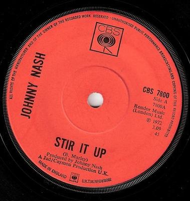 7inch Record JOHNNY NASH - Stir It Up / Cream Puff CBS7800 CBS 1972 UK Reggae, Ska & Dub Used