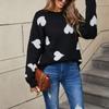 Women's Casual Fashion Round Neck Heart Sweater Knitted Bottoming Shirt