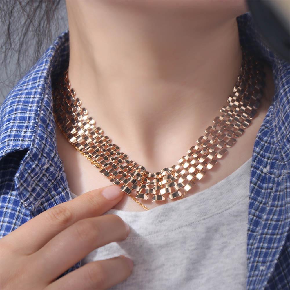 Mesh Design Exaggerated Cuban Chunky Chain Zinc Zinc Alloy Clavicle Chain Fashion Hip Hop Necklace Girls