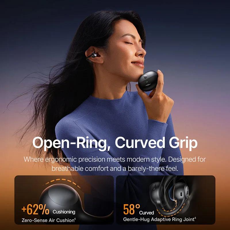 Baseus Inspire XC1 Auricolari Wireless a Clip Auricolare Bluetooth 6.1 Auricolari Open Hi-Res orecchini 4 Microfoni Clip on auricolari Sonoro by Bose