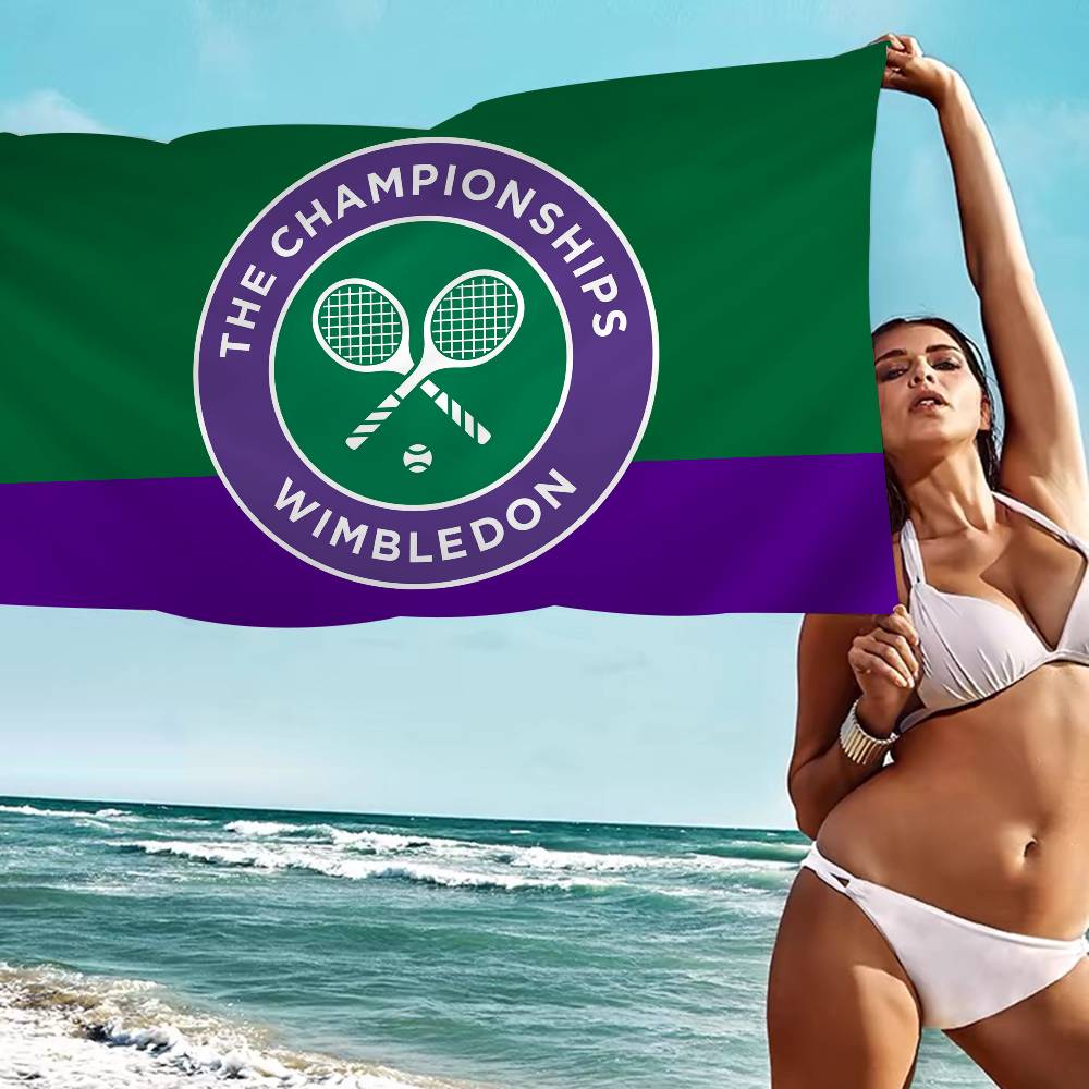 W-Wimbledon Pattern Microfiber Printed Beach Towel Mountain Climbing Yoga Beach Swimming Running Absorbent Soft Towel