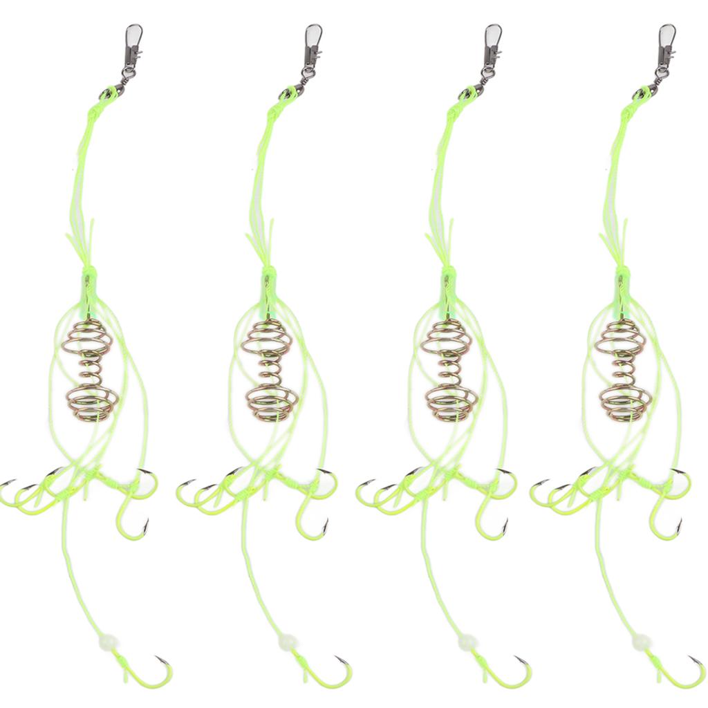 4Pcs Carp Fishing Baits Hook Lure Fish Bait Luminous with Spring Feeder Glow Beads Tackle9#