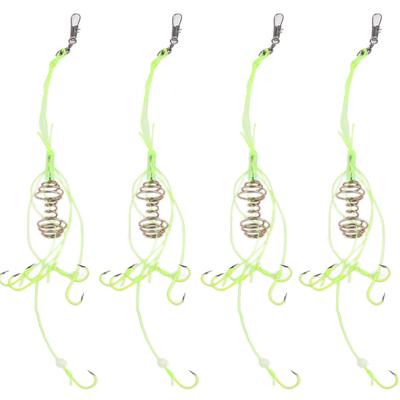 4Pcs Carp Fishing Baits Hook Lure Fish Bait Luminous with Spring Feeder Glow Beads Tackle9#