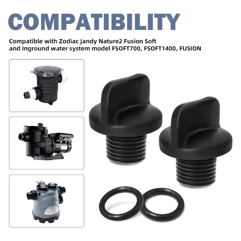 4 Pack Practical Sturdy Plastic Drain Plugs Replacement Parts With O Rings Accessory With Pool Pump and Water Systems