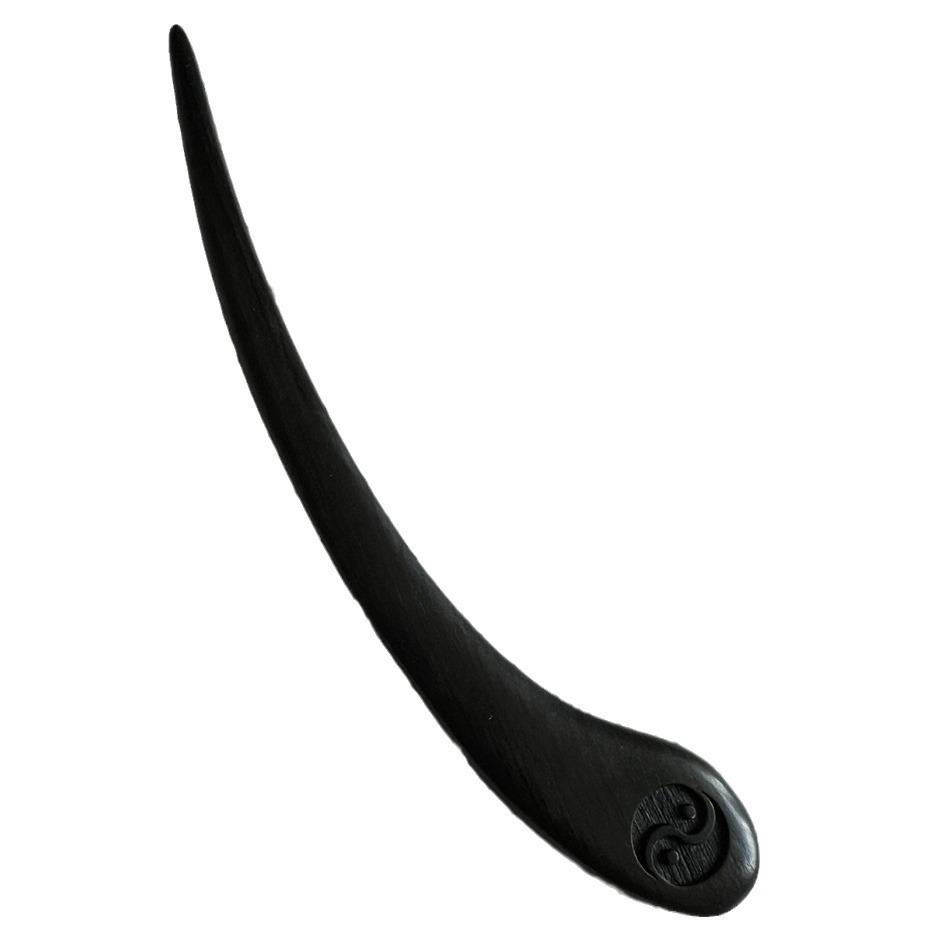 Creative Ebony & Green Sandalwood Tai Chi Yin Yang Hairpin - Classical Cheongsam Hair Accessory