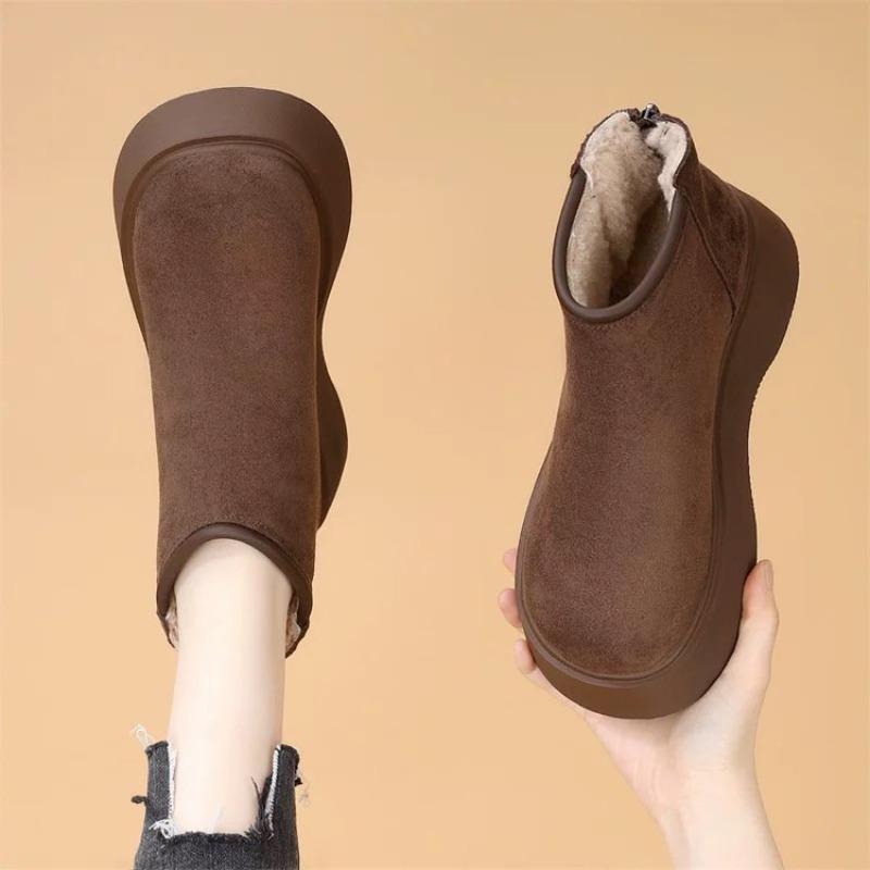 

Cotton Shoes with Thick Soles, Snow Boots with Increased Height, Women s Padded Short Boots 40 коричневий