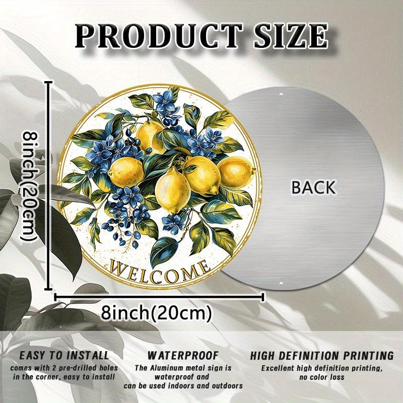 

1 PCS 2D Wooden Hanging Sign Vintage Lemon Welcome Sign Theme 8 Inch Round Sign Home Bar Garage Cafe Garden Decoration