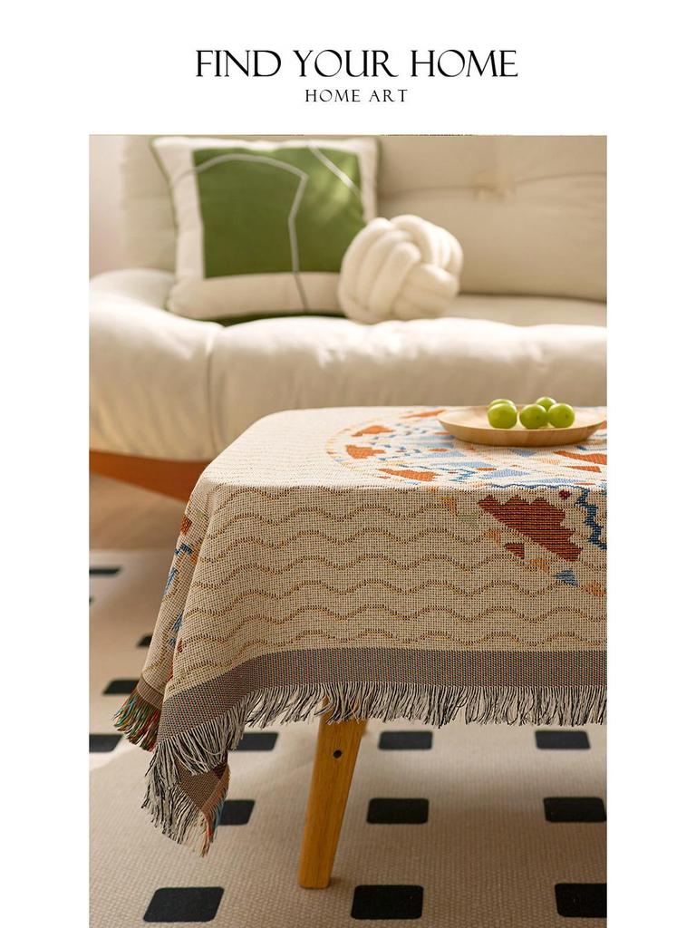 Ethnic Style Outdoor Tablecloth for Camping & Dining - Sisters' Chat Coffee Table Decor