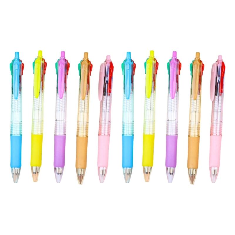 

10pcs 4 Colors Retractable Ballpoint Pen Simple Ballpoint Pen Multicoloured Pen School Office Supplies for Student 1