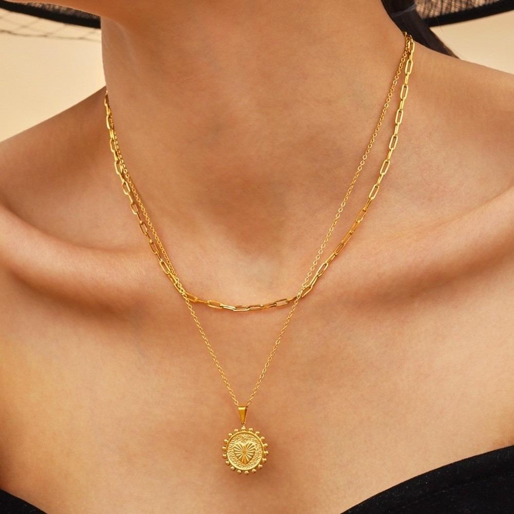 Stainless Steel Double Layers Clavicle Chain Fashion Ladies Choker Jewelry  Summer