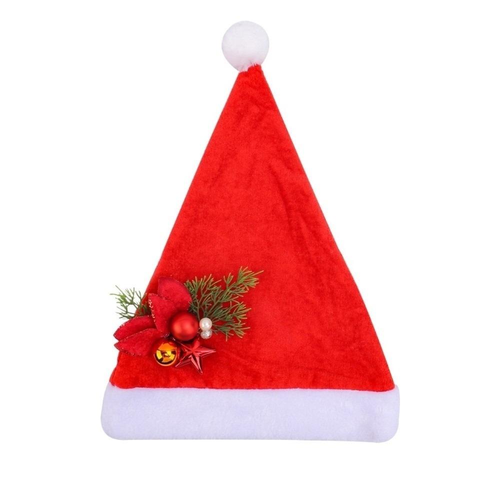 

Snowflake Plush Christmas Hat Bow Xmas Cap Warm Santa Claus Hat Christmas Decorations Style C