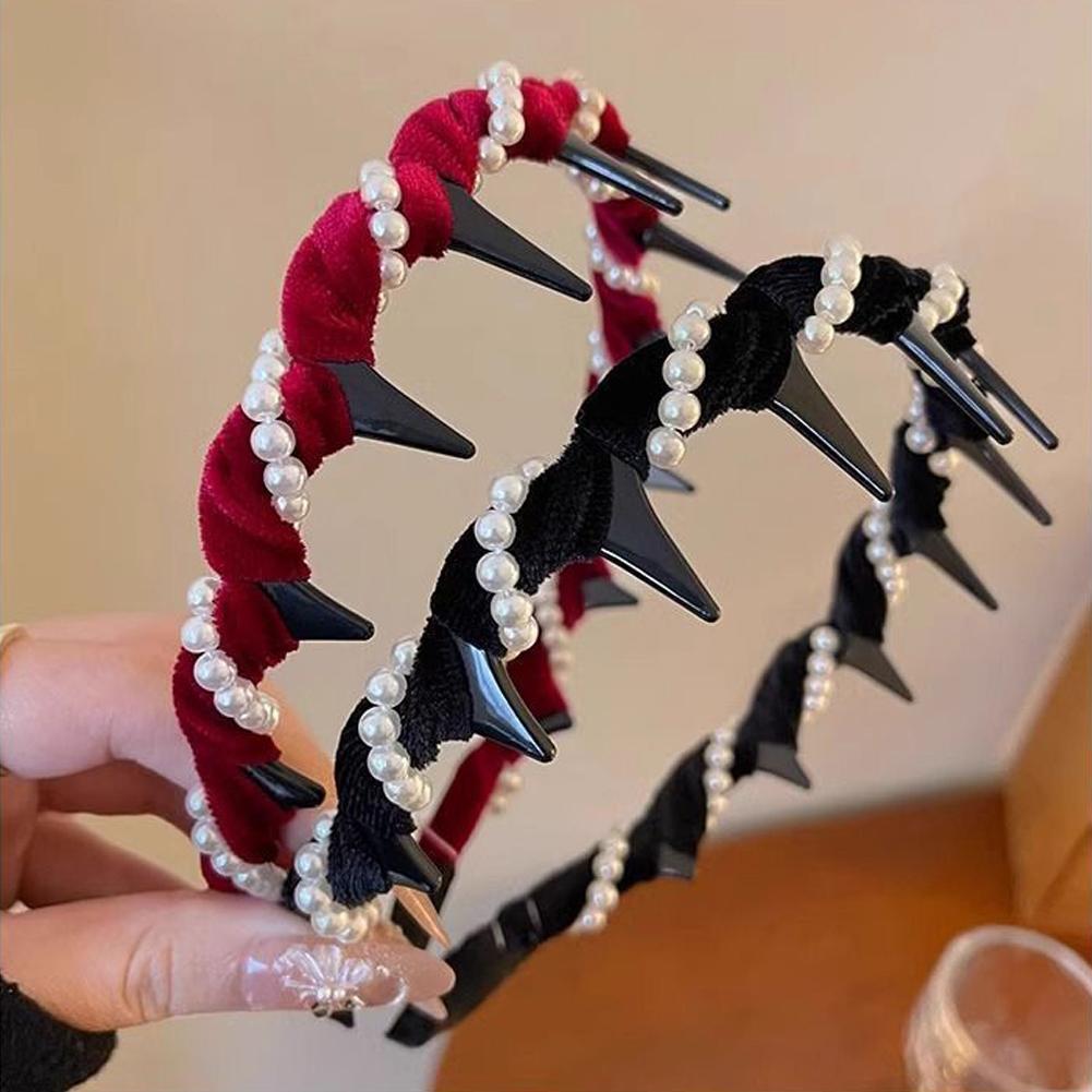 Fashion Bridal Hair Hoops with Teeth Hoop Vintage Hairs Bands High Cranium Wide Beaded Bling Head Band for Women Girls