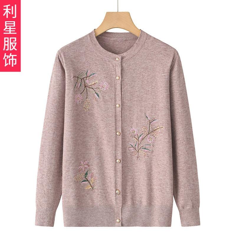 

Elderly Spring and Autumn New Knitted Thin Coats Women s Spring Sweaters Old Ladies Cardigan Clothes XL