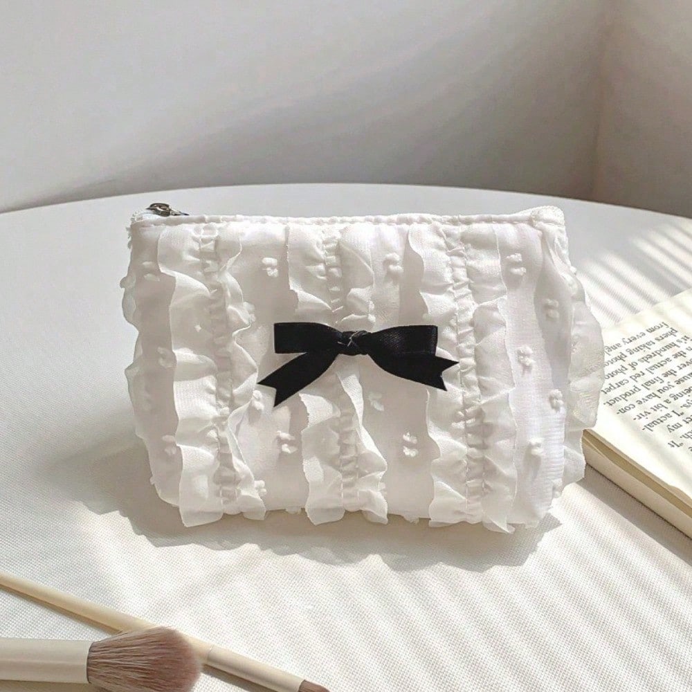 Cosmetic Bag Lace Bow Change Bag Clutch Bag Women's Storage Bag
