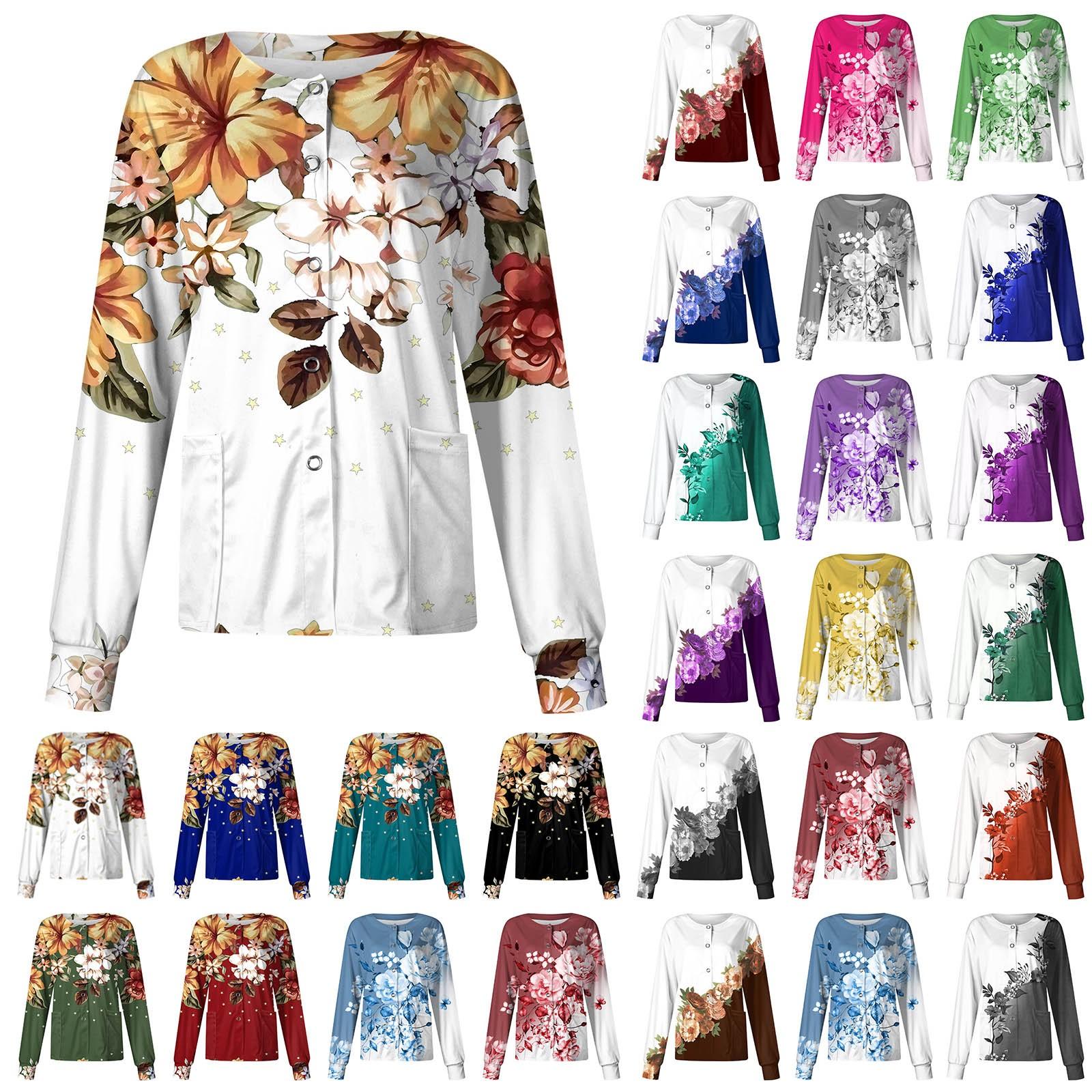 

Женский повседневный однобортный однобортный защитная одежда с длинными рукавами и цветочным принтом, кардиган, топ