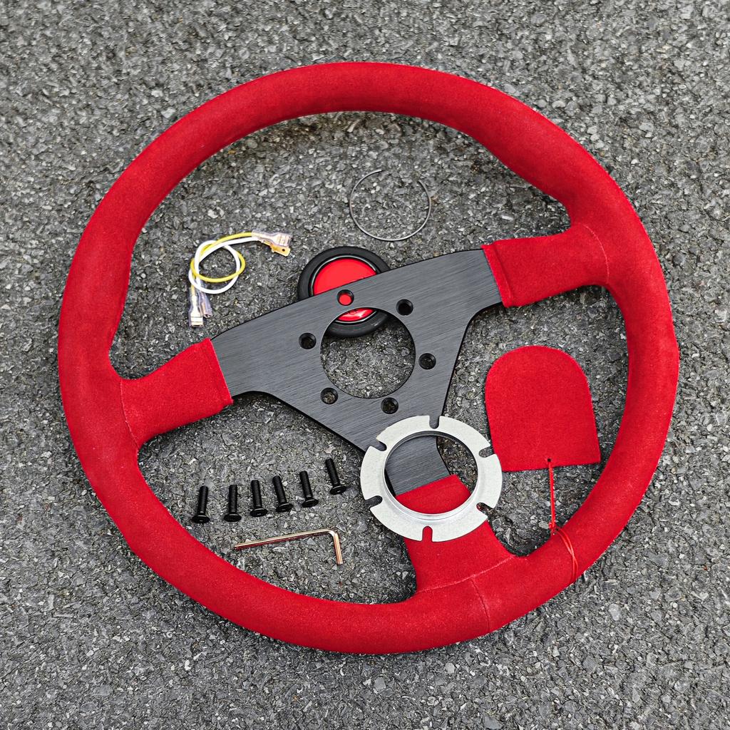 JDM 14Inch 350mm Car Rally Sports Steering Wheel Red/Blue Suede Leather Racing Steering Wheels