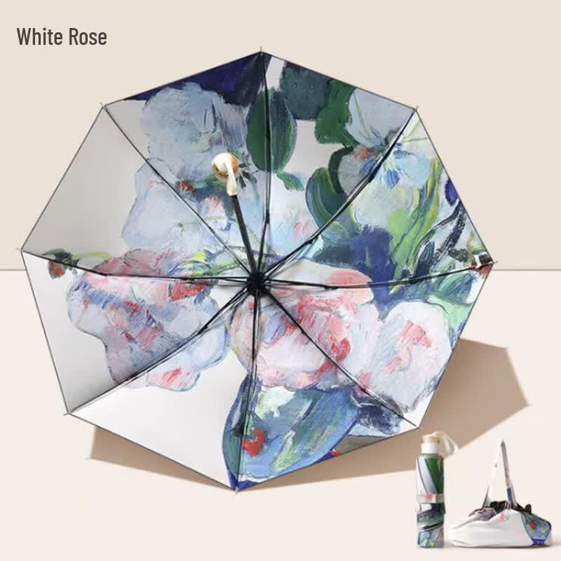 Mi Ling Retro Oil Painting Reverse Folding Umbrella