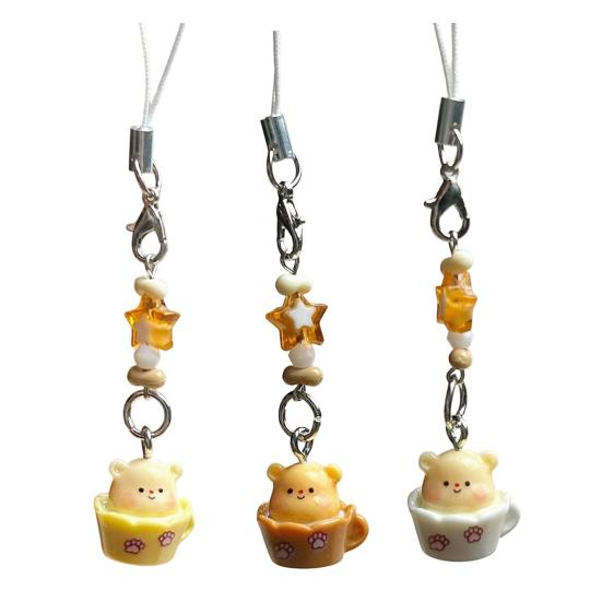 Pendant Keychain Lightweight Resin Bear Shape Pendant Keychain Multi-Purpose Portable Keyring for Bag And Phone
