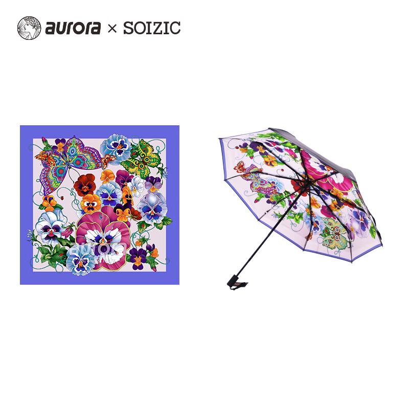 Aurora Butterfly Love Flower Silk Scarf and Art Umbrella Set