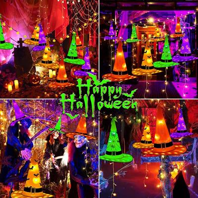 Halloween Luminous Witch Hat Hat Pendant With Rope Luminous Witch Hat Holiday Decoration Remote Control
