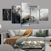 5Pcs White Horse Snow Trees Decor Pictures Poster Home Decor No Framed Room Decor Abstract 5 Pieces Canvas Paintings Modern