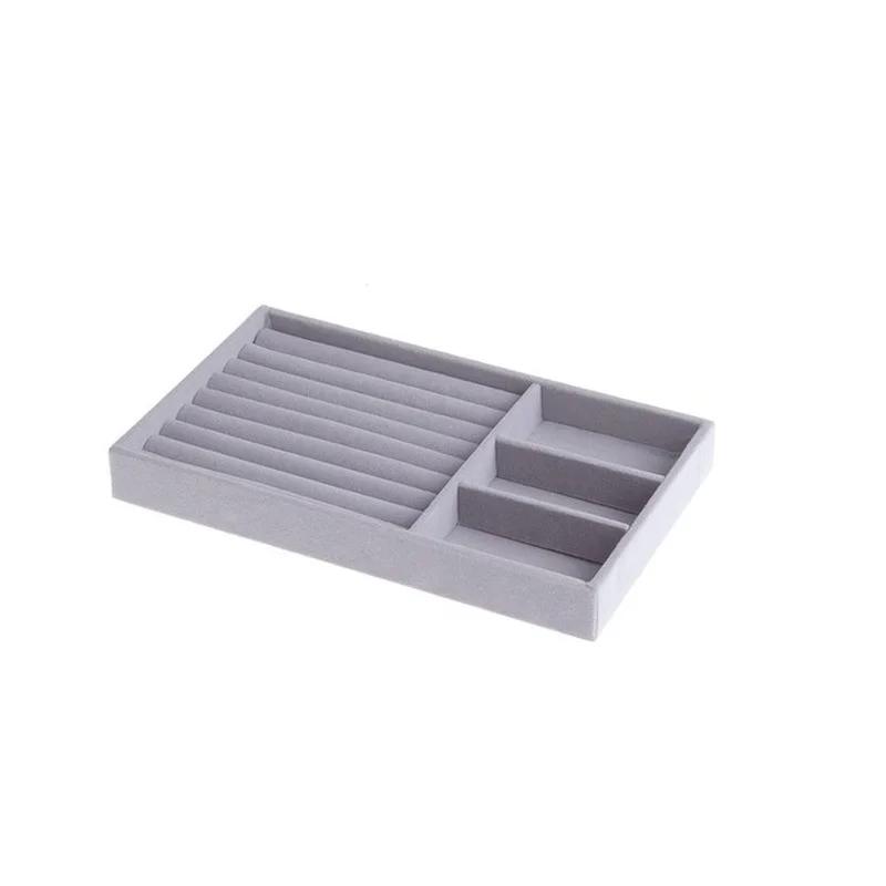 Jewelry Organizer Velvet Jewelry Storage Tray Display Holder Ring Bracelet Necklace Storage Box Showcase Drawer Organizer Trays
