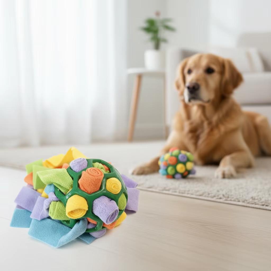 Durable Modern Cute Plush Dog Snuffle Ball Shaker Interactive Chew Toy Encourages Natural Foraging Skills