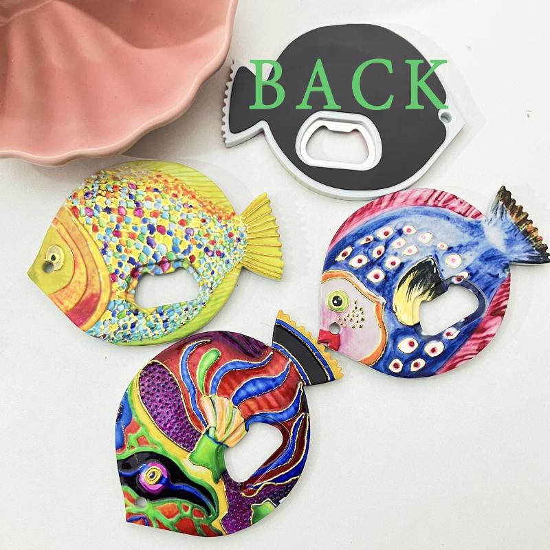 3D Cute  Marine Fish Refrigerator Magnet  Beer Bottle Opener Magnet Soda Beverage Bottle Opener Bar Kitchen Tool Gift