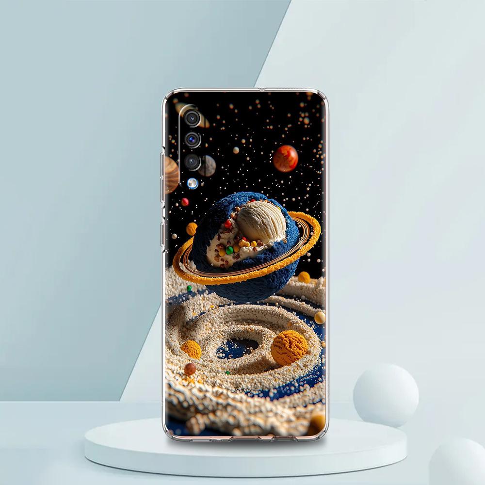 Transparent Phone Case for Samsung Galaxy A16 A14 A12 A22 A24 A42 A02 A03S A06 A20 A30 A40 Soft TPU Cover Cartoon Planet Pattern