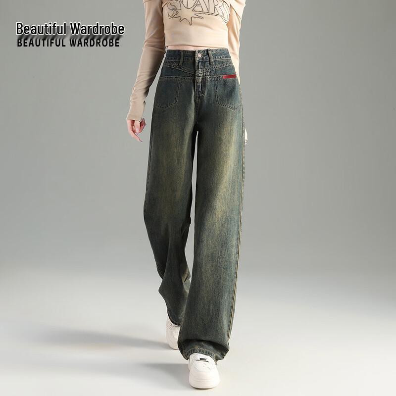 BEAUTIFUL WARDROBE Women s Retro High-Waist Straight Jeans M