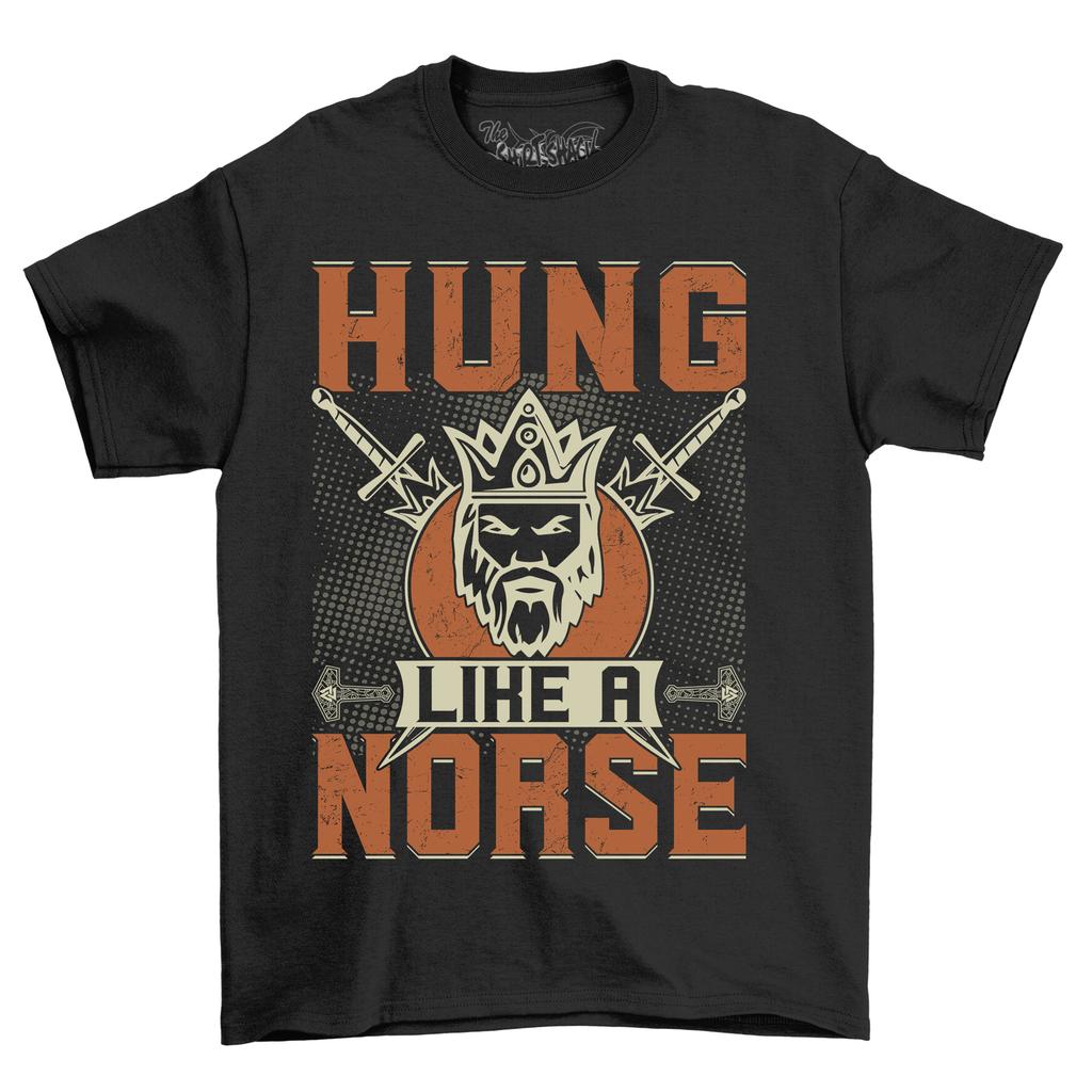 Hung like a Norse'' Hilarious T-Shirt Mens Womens Tees Top - Viking Humor! Soft Cotton Tee, Unisex De