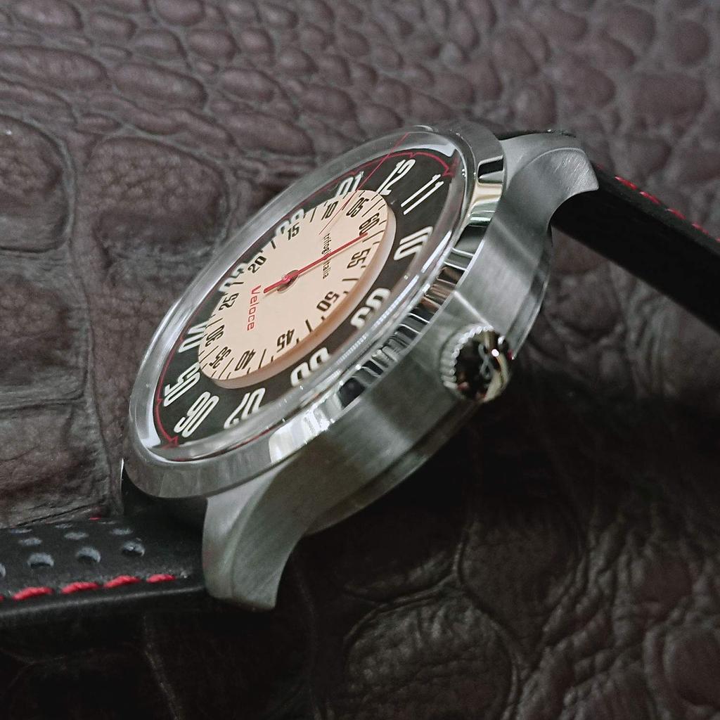 Veloce Trifoglio Italia VELOCE VL181SSBK Automatic Rotating Disc Watch Made in Italy Racing Strap Retro Vintage Design [Trifoglio] Men's [Regular