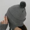 Bonnet à pompon Hachinit avec cache-oreilles et cordon pour femmes et hommes