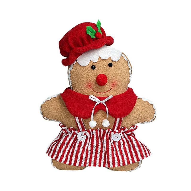 Holiday Polyester Gingerbreads Doll Decorative Pillow With Polyester Filling for Winter Comfort