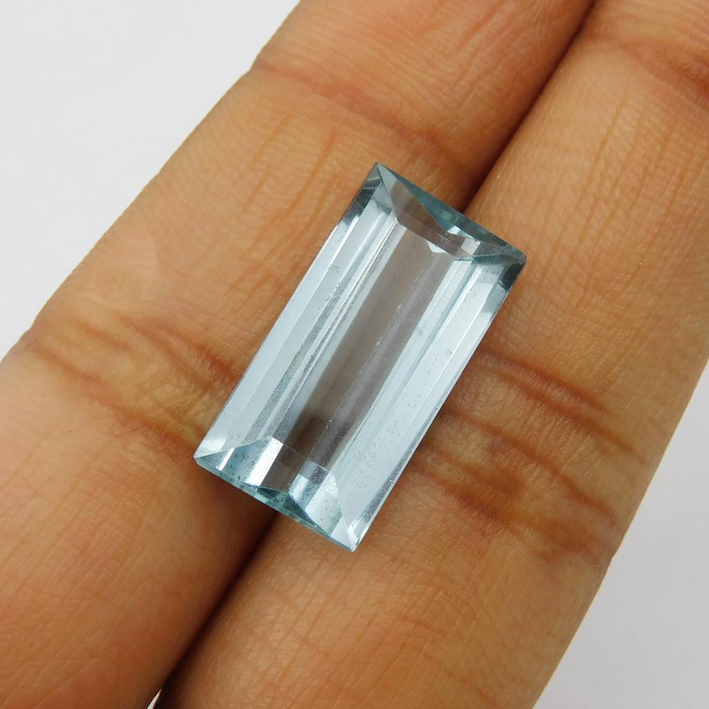 11.95 Ct Natural Blue Aquamarine Perfect Baguette Cut   Loose Gemstone